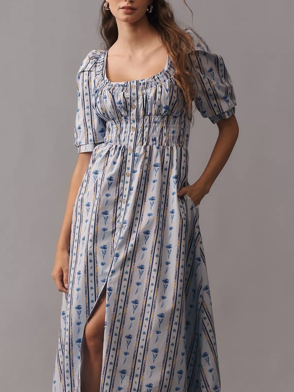 NWT Anthropologie Short-Sleeve High-Low Midi Dress